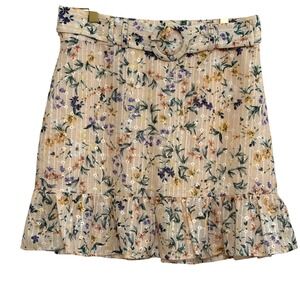 Lovers and Friends Floral Belted Ruffle‎ Mini Skirt  Size M